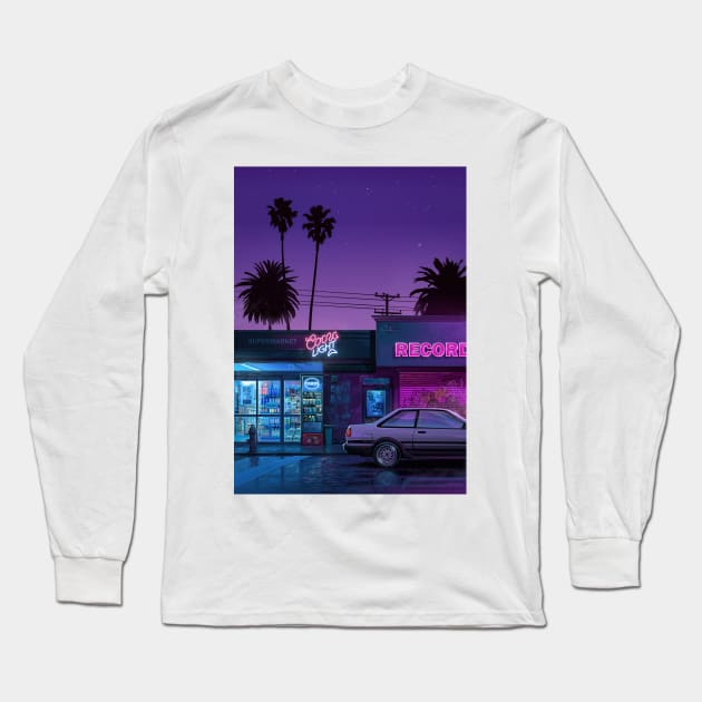 Night Store Long Sleeve T-Shirt by Mr.Melville